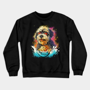 Colourful Cool Golden Doodle Dog with Sunglasses Crewneck Sweatshirt